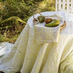 Lapuan Kankurit OSMANKÄÄMI tablecloth-blanket and towel-napkin linen-yellow
