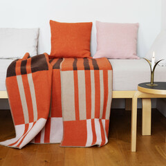 Lapuan Kankurit TOFFEE blanket brown-orange and TUPLA cushion covers