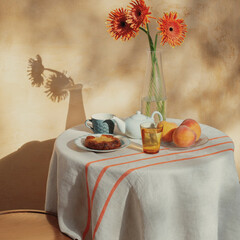 Lapuan Kankurit USVA tablecloth-blanket linen-orange photocredit Maya Matsuura