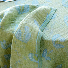 Lapuan Kankurit x Akira Minagawa KESÄKUKKA tablecloth - blanket and towel-napkin lime-light blue